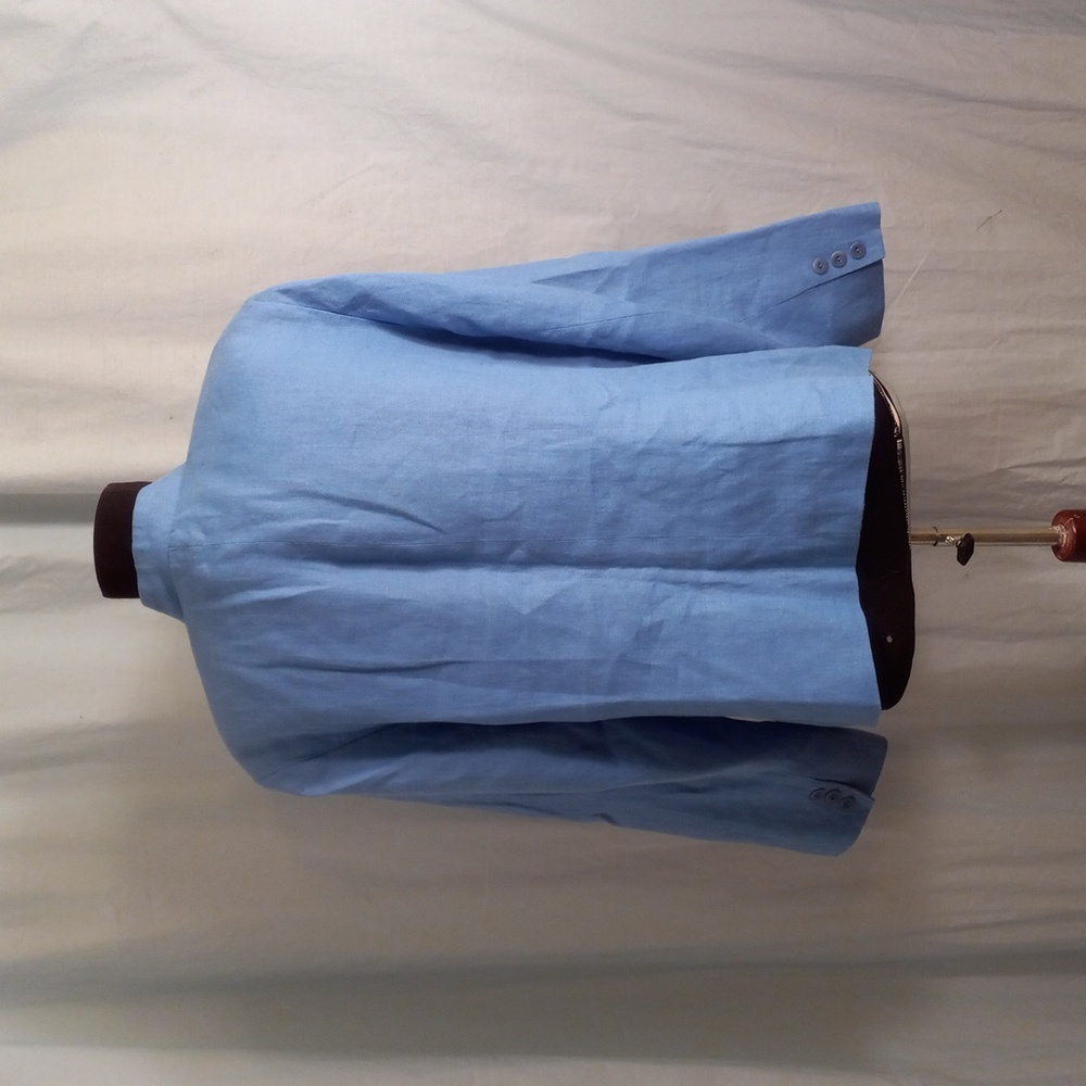 Talbots 16W Petite Blazer Jacket Blue Irish Linen Lined - Picture 6 of 11